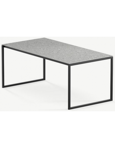 Billede af Hugo ultrathin spisebord i stål og keramik 180 x 90 cm - Sort/Granit grå