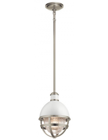 Billede af Tollis Mini Loftlampe i stål og glas Ø20,4 cm 1 x E27 - Børstet nikkel/Hvid