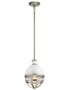 Tollis Mini Loftlampe i stål og glas Ø20,4 cm 1 x E27 - Børstet nikkel/Hvid