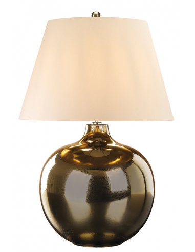 Se Ottoman Bordlampe i keramik og polyester H71 cm 1 x E27 - Krakeleret Bronze Metallic/Creme hos Lepong.dk