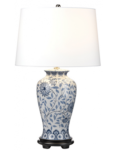 Se Ying Bordlampe i keramik og polyester H65 cm 1 x E27 - Blå/Hvid hos Lepong.dk
