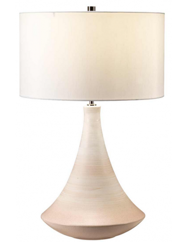 Se Pinner Bordlampe i keramik og faux silke H68 cm 1 x E27 - Mat creme/Creme hos Lepong.dk