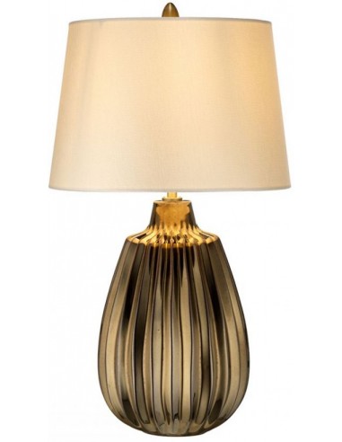 Newham Bordlampe i keramik og satin H55 cm 1 x E27 - Bronze/Perlehvid