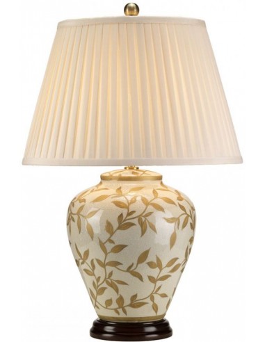 Billede af Leaves Bordlampe i porcelæn og polyester H62 cm 1 x E27 - Krakeleret guld/Creme