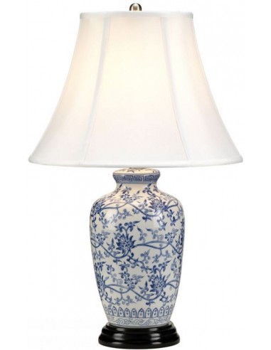 Billede af Blue Ginger Bordlampe i porcelæn og polyester H57 cm 1 x E27 - Blå/Hvid