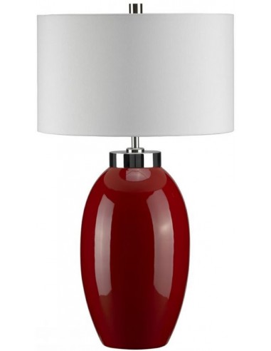 Se Victor S Bordlampe i keramik og faux silke H58 cm 1 x E27 - Rød/Creme hos Lepong.dk