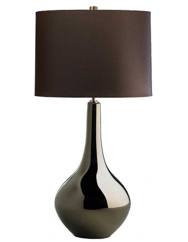 Job Bordlampe i keramik og faux silke H71 cm 1 x E27 - Bronze metallic/Brun