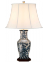 Blue Hex Bordlampe i porcelæn og polyester H75 cm 1 x E27 - Blå/Hvid