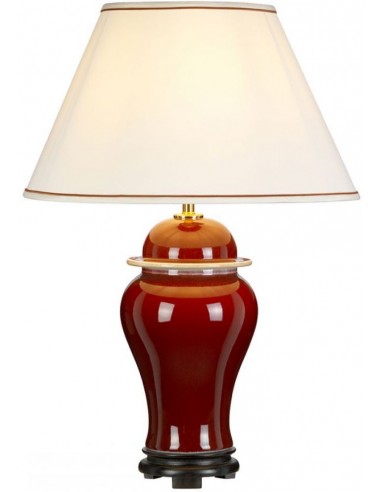 Billede af Oxblood Bordlampe i keramik og polyester H65 cm 1 x E27 - Blodrød/Off white