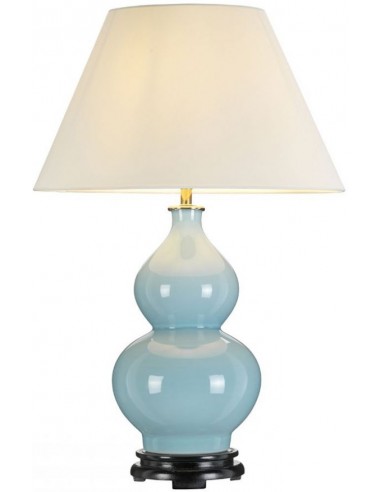 Se Harbin Bordlampe i keramik og polyester H64 cm 1 x E27 - Duck Egg Blue/Off white hos Lepong.dk
