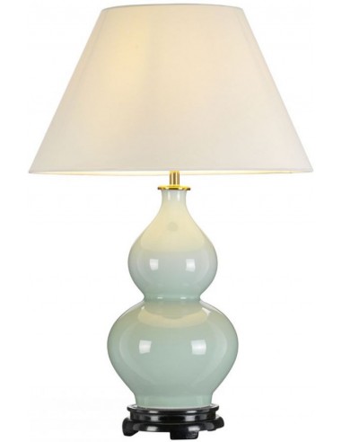 Se Harbin Bordlampe i keramik og polyester H64 cm 1 x E27 - Svag grøn/Off white hos Lepong.dk