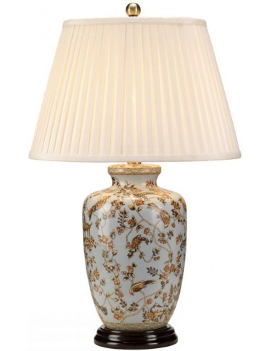 Billede af Gold Birds Bordlampe i porcelæn og polyester H65 cm 1 x E27 - Lyseblå/Orange/Creme