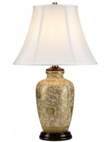 Billede af Goth Thistle Bordlampe i porcelæn og polyester H58 cm 1 x E27 - Krakeleret guld & creme/Hvid