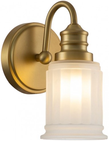Se Swell Badeværelseslampe i stål og glas B12,7 cm 1 x G9 LED - Børstet messing/Hvidtet hos Lepong.dk