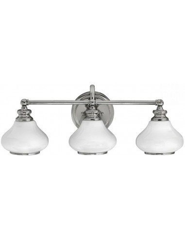 Billede af Ainsley Badeværelseslampe i stål og glas B61 cm 3 x G9 LED - Poleret krom/Opalhvid