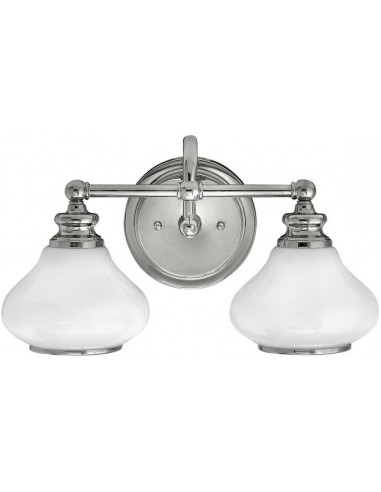Se Ainsley Badeværelseslampe i stål og glas B40,6 cm 2 x G9 LED - Poleret krom/Opalhvid hos Lepong.dk