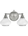 Ainsley Badeværelseslampe i stål og glas B40,6 cm 2 x G9 LED - Poleret krom/Opalhvid