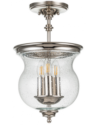 Se Pickering Lane Loftlampe i stål og glas Ø25,4 cm 3 x E14 - Poleret nikkel/Klar med dråbeeffekt hos Lepong.dk