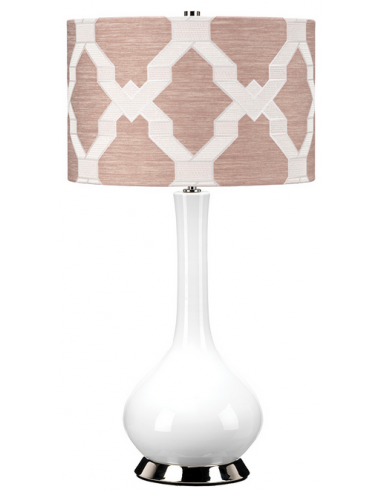 Se Milo Bordlampe i keramik og polyester H69 cm 1 x E27 - Poleret nikkel/Hvid/Pink hos Lepong.dk