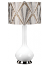 Milo Bordlampe i keramik og polyester H69 cm 1 x E27 - Poleret nikkel/Hvid/Beige