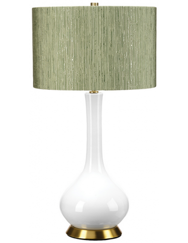Se Milo Bordlampe i keramik og polyester H69 cm 1 x E27 - Antik messing/Hvid/Grøn hos Lepong.dk