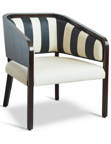 Se Authentic Models Martini lænestol i bøgetræ og læder B70 cm - Mørkebrun/Sort/Hvid hos Lepong.dk