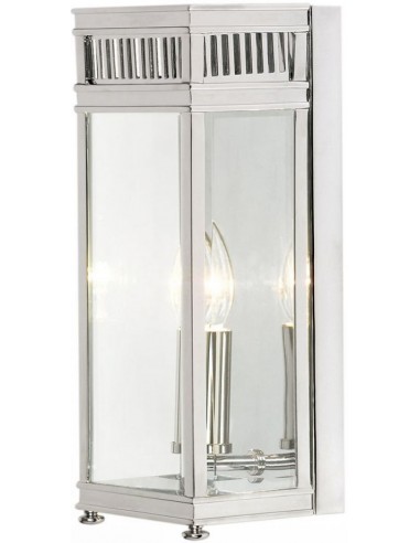 Billede af Holborn Udendørs væglampe i messing og glas H31 cm 1 x E14 - Poleret krom/Klar
