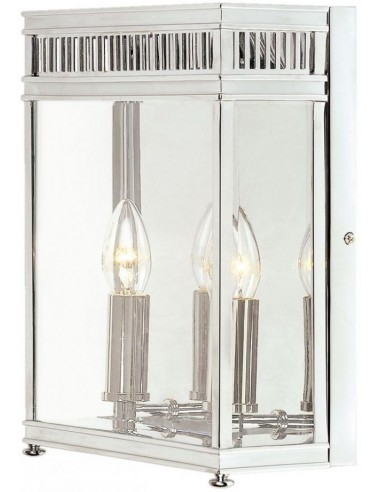 Billede af Holborn Udendørs væglampe i messing og glas H31 cm 2 x E14 - Poleret krom/Klar