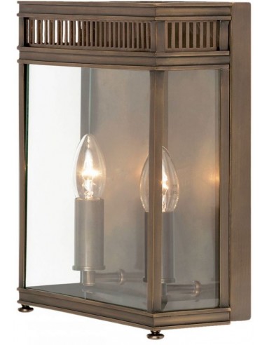 Billede af Holborn Udendørs væglampe i messing og glas H31 cm 2 x E14 - Antik mørk bronze/Klar