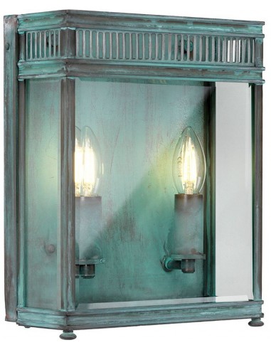 Billede af Holborn Udendørs væglampe i messing og glas H31 cm 2 x E14 - Irgrøn/Klar