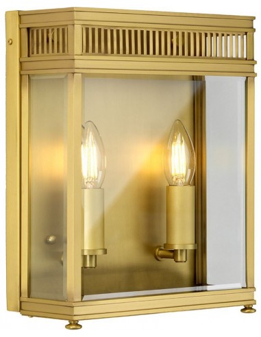 Billede af Holborn Udendørs væglampe i messing og glas H31 cm 2 x E14 - Børstet messing/Klar