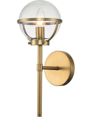 Se Hollis Badeværelseslampe i stål og glas H40,3 cm 1 x E14 - Antik messing/Klar med dråbeeffekt hos Lepong.dk