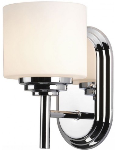 Se Malibu Badeværelseslampe i stål og glas B12,8 cm 1 x G9 LED - Poleret krom/Opalhvid hos Lepong.dk