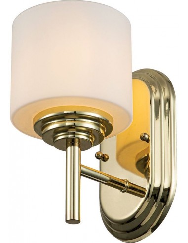 Se Malibu Badeværelseslampe i stål og glas B12,8 cm 1 x G9 LED - Poleret messing/Opalhvid hos Lepong.dk