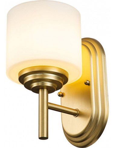 Billede af Malibu Badeværelseslampe i stål og glas B12,8 cm 1 x G9 LED - Børstet messing/Opalhvid