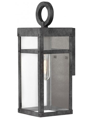 Billede af Porter Væglampe i aluminium og glas H33,6 cm 1 x E27 - Antik zink/Klar