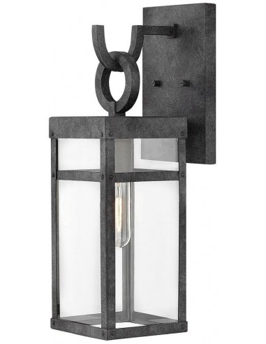 Billede af Porter Væglampe i aluminium og glas H47,4 cm 1 x E27 - Antik zink/Klar