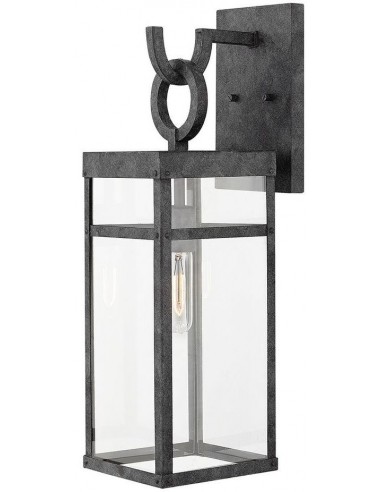 Se Porter Væglampe i aluminium og glas H56,4 cm 1 x E27 - Antik zink/Klar hos Lepong.dk