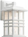 Beacon Square Udendørs væglampe i komposit og glas H30,2 cm 1 x E27 - Hvid/Klar bølget
