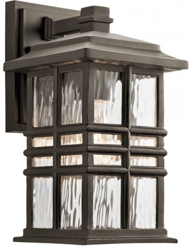 Se Beacon Square Udendørs væglampe i komposit og glas H30,2 cm 1 x E27 - Aldret bronze/Klar bølget hos Lepong.dk