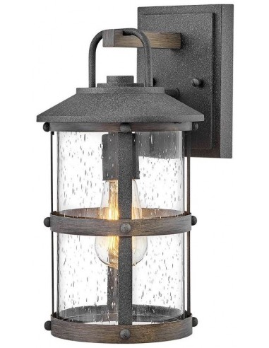 Billede af Lakehouse Væglampe i aluminium og glas H36,6 cm 1 x E27 - Antik zink/Antik gråbrun/Klar med dråbeeffekt