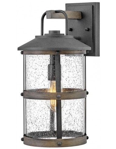 Se Lakehouse Væglampe i aluminium og glas H43,6 cm 1 x E27 - Antik zink/Antik gråbrun/Klar med dråbeeffekt hos Lepong.dk