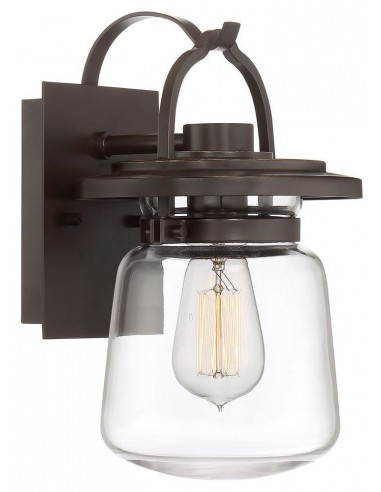 Billede af Lasalle Væglampe i aluminium og glas H29,6 cm 1 x E27 - Antik brun/Klar