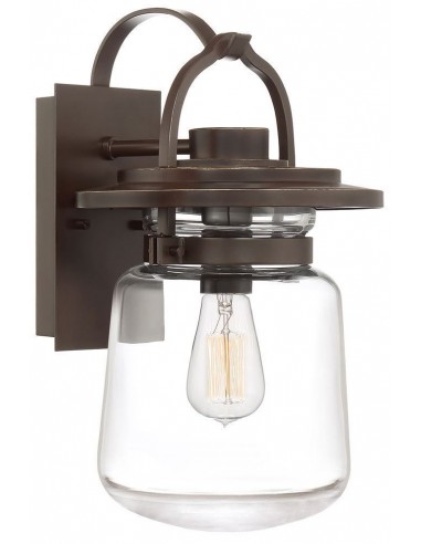 Se Lasalle Væglampe i aluminium og glas H39,3 cm 1 x E27 - Antik brun/Klar hos Lepong.dk