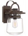 Lasalle Væglampe i aluminium og glas H39,3 cm 1 x E27 - Antik brun/Klar