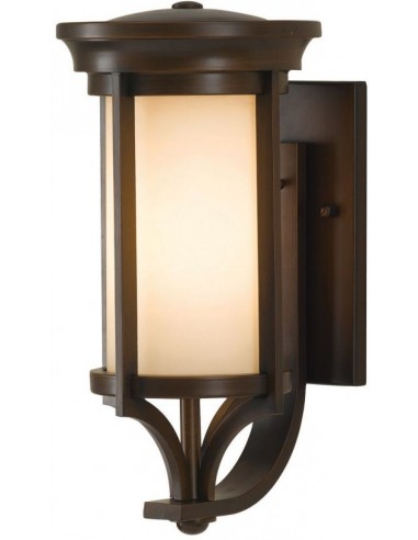 Se Merrill Udendørs væglampe i stål og glas H38,8 cm 1 x E27 - Antik bronze/Matteret rav hos Lepong.dk