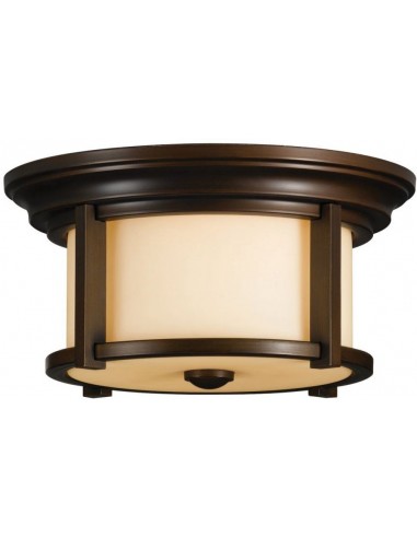 Se Merrill Udendørs loftlampe i stål og glas Ø33 cm 2 x E27 - Antik bronze/Matteret rav hos Lepong.dk