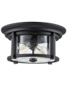 Merrill Udendørs loftlampe i stål og glas Ø33 cm 2 x E27 - Mat sort/Klar med dråbeeffekt