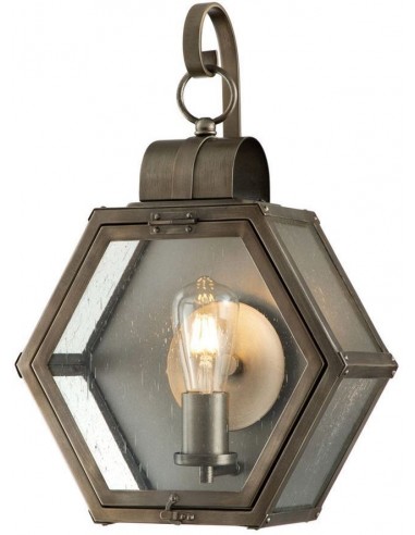 Se Heath Væglampe i aluminium og glas H48 cm 1 x E27 - Brændt bronze/Klar med dråbeeffekt hos Lepong.dk
