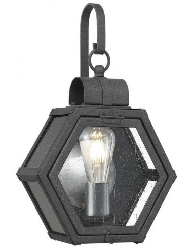 Billede af Heath Væglampe i aluminium og glas H41,8 cm 1 x E27 - Mat sort/Klar med dråbeeffekt